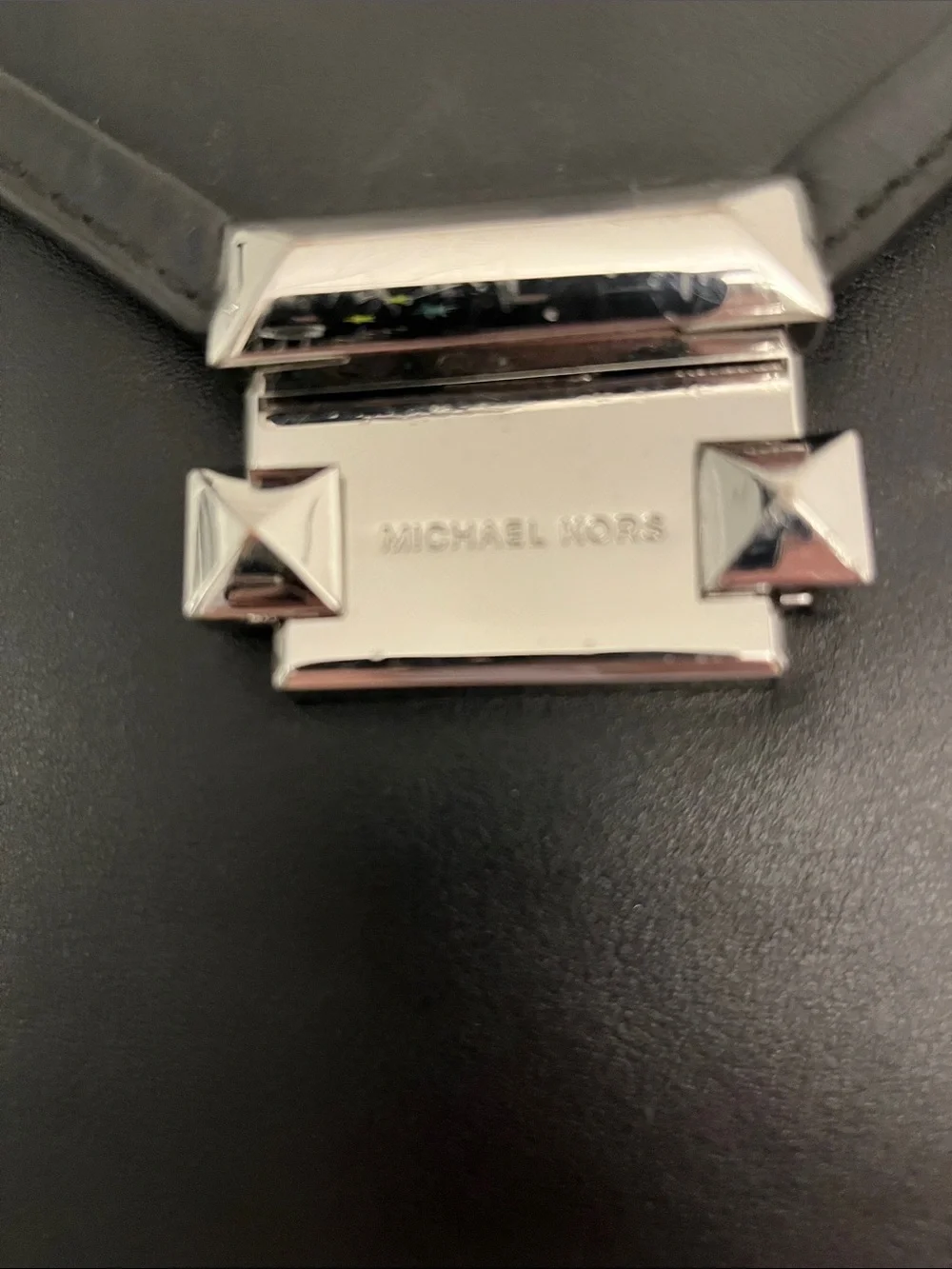 Michael Kors Whitney Medium Black Leather Backpack with Silver-Tone Hardware